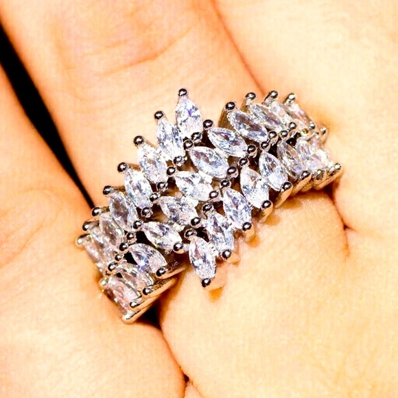 925 Silver & White Sapphire 3-Layer Bling Ring - Picture 6 of 6